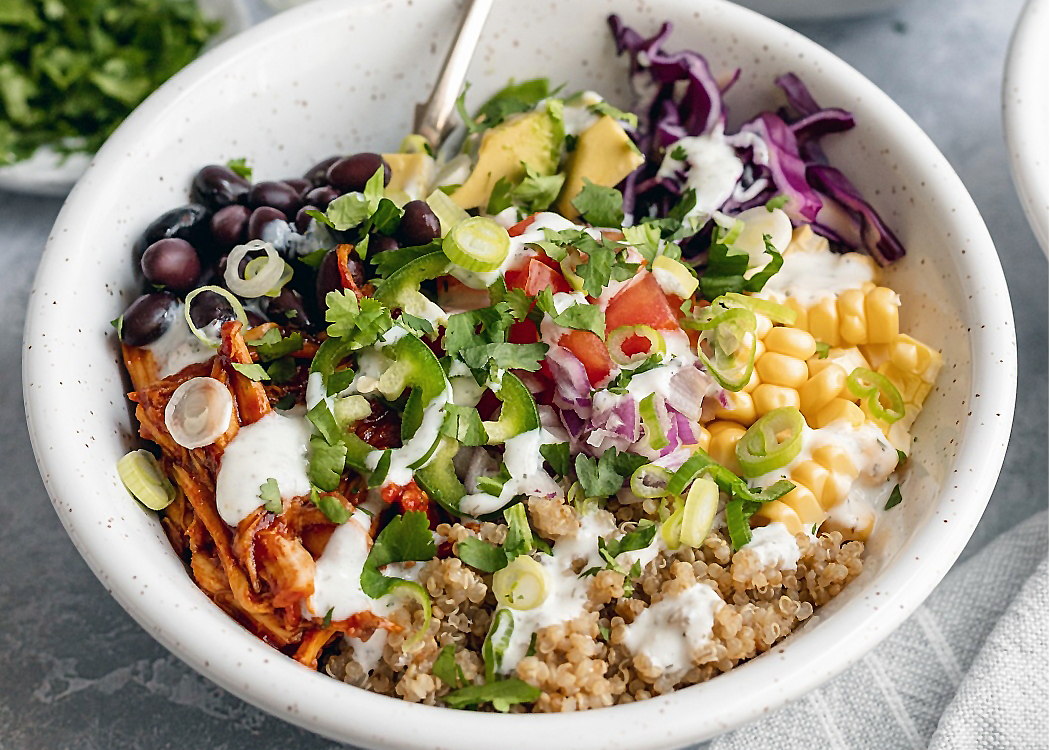 BBQ Ranch Chicken Quinoa Bowls