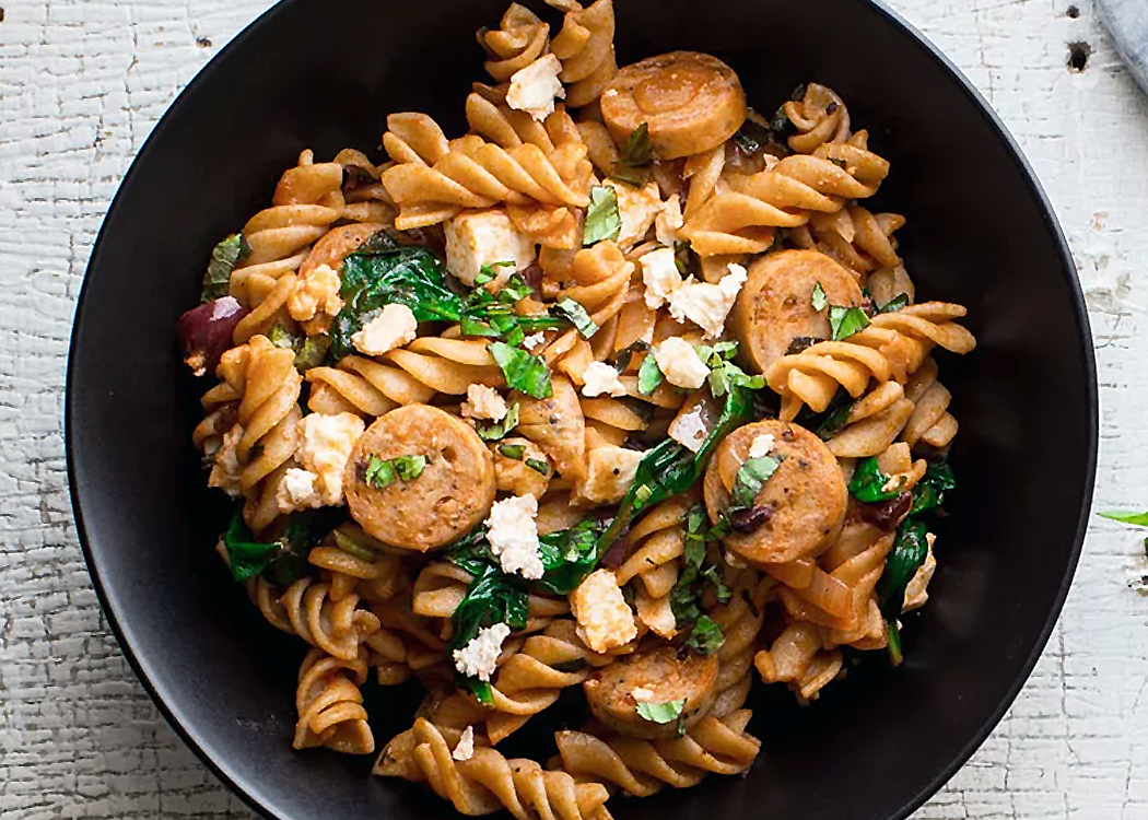 One-pot Spinach, Chicken Sausage & Feta Pasta